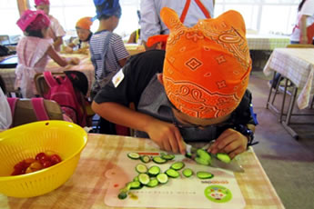 野菜を切っている写真