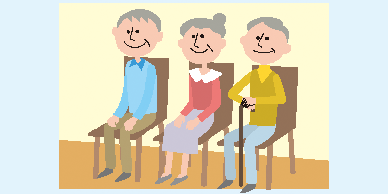 足をつけて座るイラスト