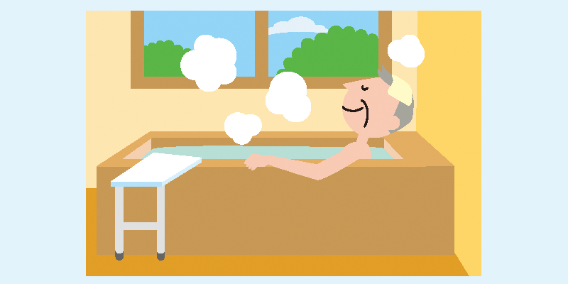 浴室につかるイラスト
